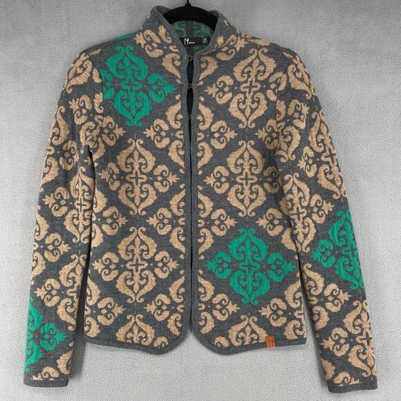 Neve Merino Wool Cardigan Knit Sweater Womens XS Gray Green Boho Cottagecore - Picture 1 of 16